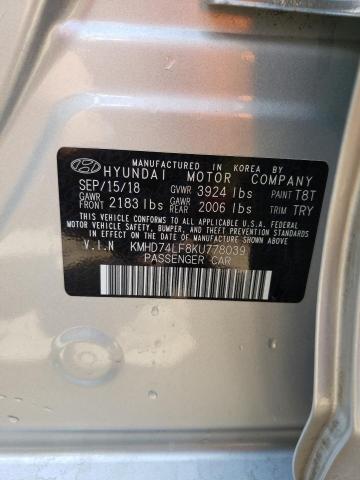 KMHD74LF8KU778039 Hyundai ELANTRA SE