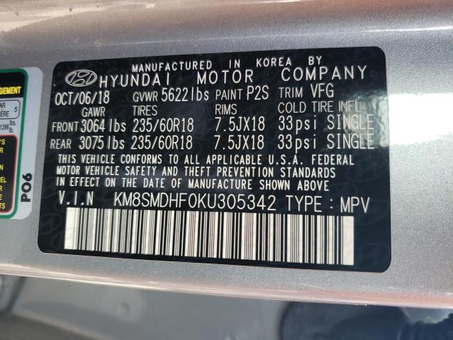2019 HYUNDAI SANTA FE X - KM8SMDHF0KU305342