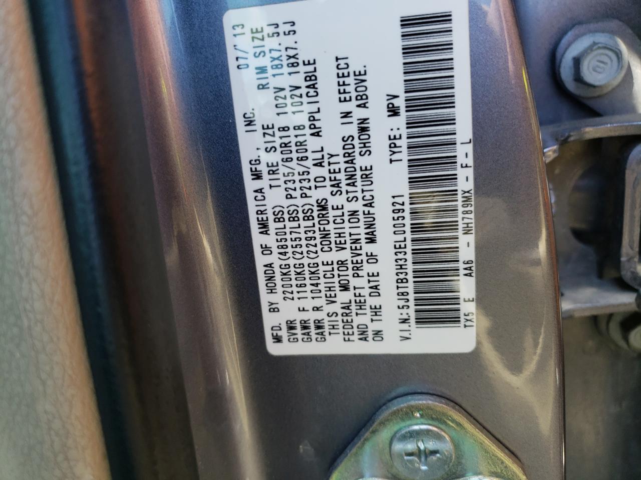 5J8TB3H33EL005921 2014 Acura Rdx