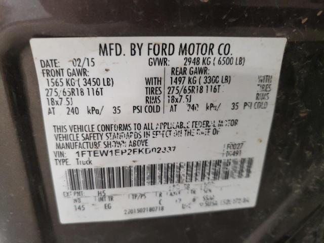 1FTEW1EP2FKD02337 Ford F150 Supercrew