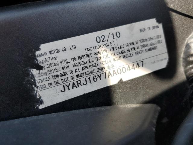 2010 YAMAHA YZFR6 C JYARJ16Y7AA004447