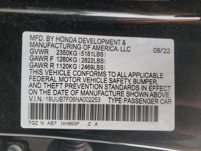 2022 ACURA TLX TYPE S - 19UUB7F06NA002253