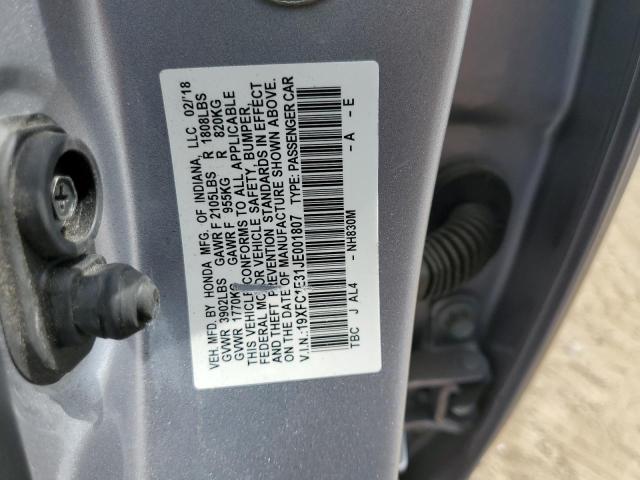 2018 HONDA CIVIC EX - 19XFC1E31JE001807