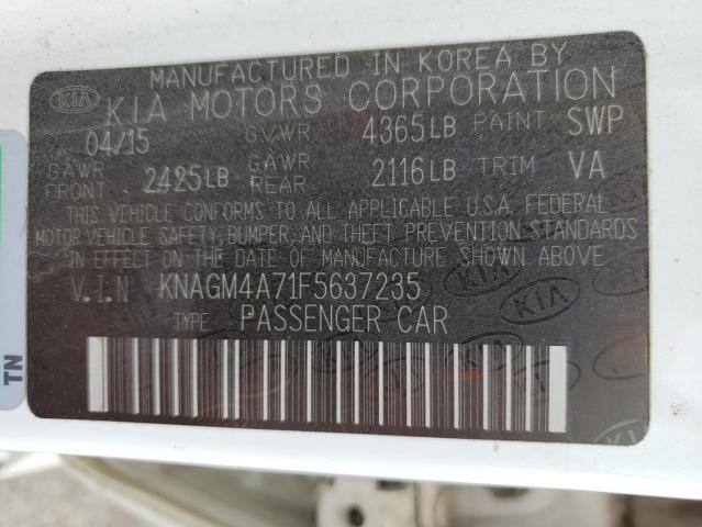 KNAGM4A71F5637235 KIA Optima Lx