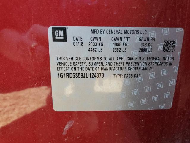 VIN 1G1RD6S58JU124379 2018 Chevrolet Volt, Premier no.12