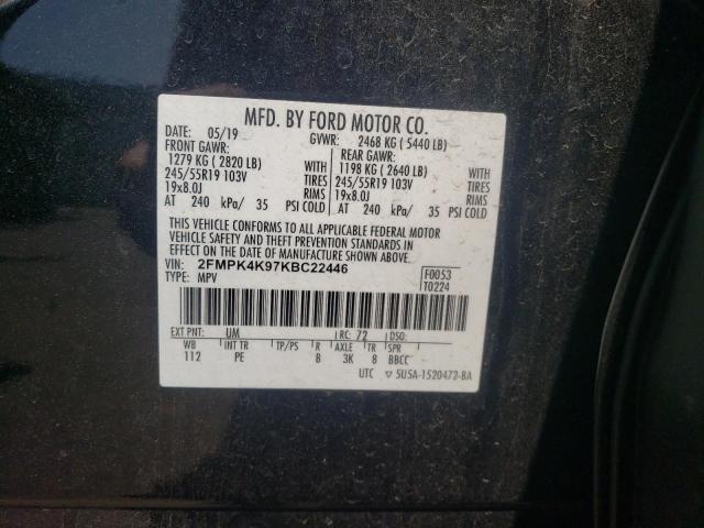 2FMPK4K97KBC22446 2019 FORD EDGE, photo no. 13