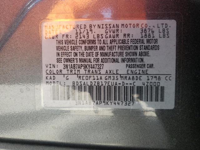 3N1AB7AP9KY447327 Nissan SENTRA S