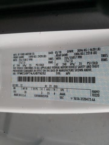 1FMCU0F74JUB79252 Ford ESCAPE S
