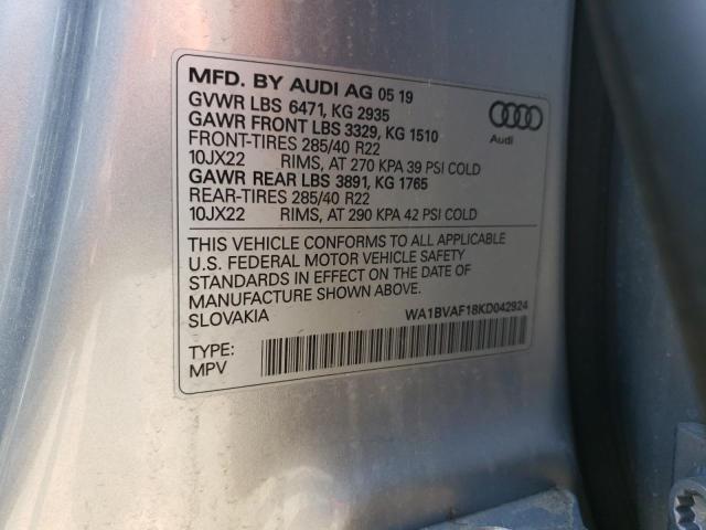 2019 AUDI Q8 PREMIUM - WA1BVAF18KD042924