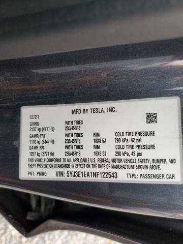 5YJ3E1EA1NF122543 Tesla MODEL 3