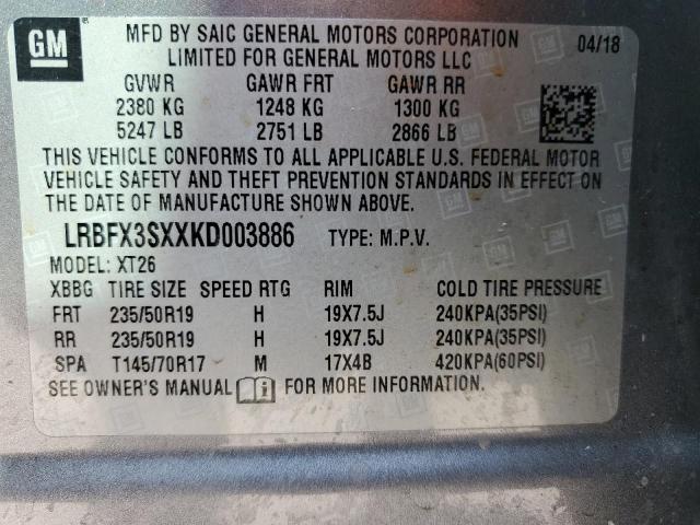 LRBFX3SXXKD003886 Buick Envision Premium