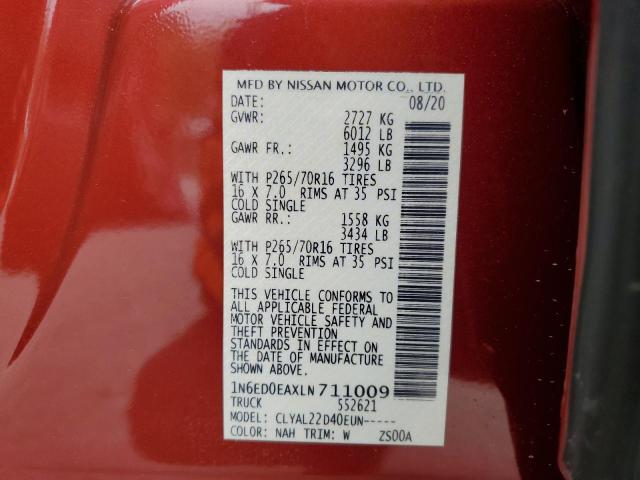 1N6ED0EAXLN711009 Nissan FRONTIER S