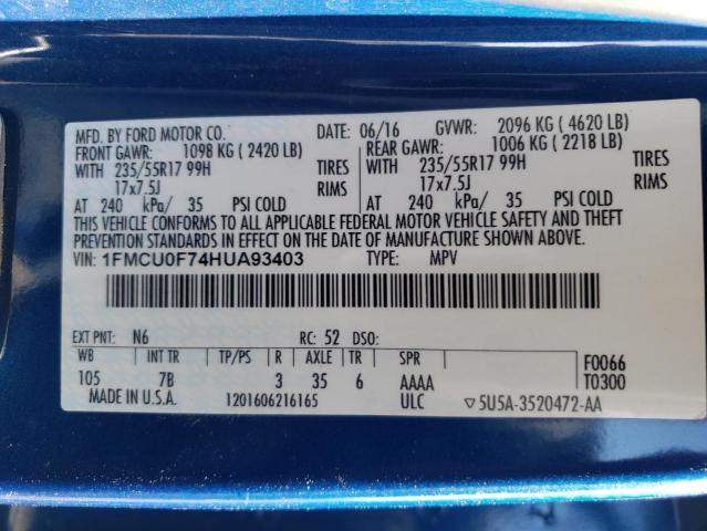 1FMCU0F74HUA93403 Ford ESCAPE S