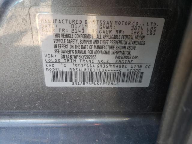 3N1AB7AP6KY292865 Nissan SENTRA S