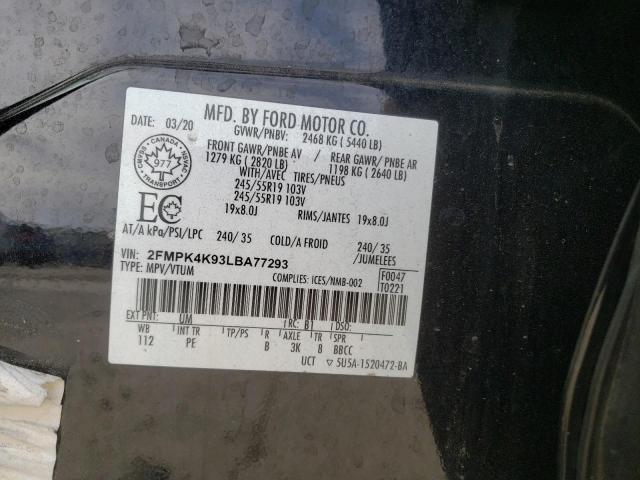 2FMPK4K93LBA77293 Ford Edge Titanium