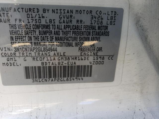3N1CN7AP2GL854944 Nissan VERSA S