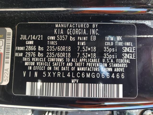 5XYRL4LC6MG066466 KIA SORENTO S