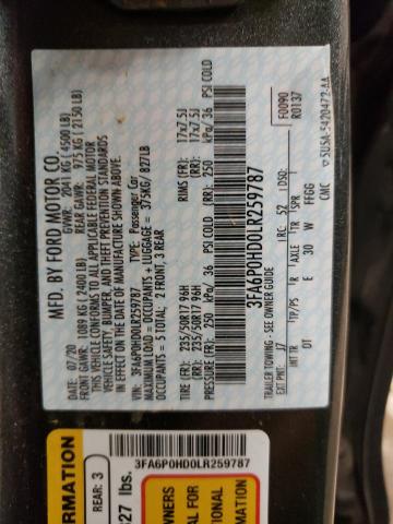3FA6P0HD0LR259787 Ford FUSION SE
