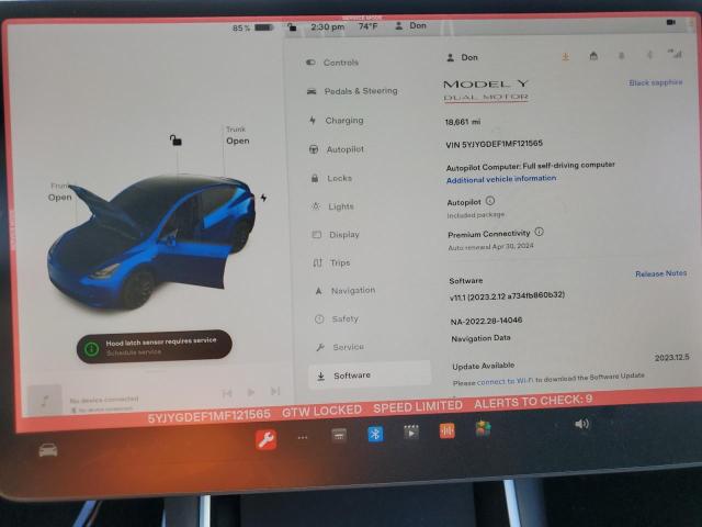 5YJYGDEF1MF121565 Tesla Model Y
