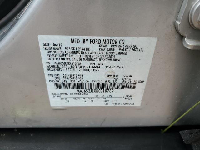 MAJ6S3JLXKC310789 Ford Ecosport Ses