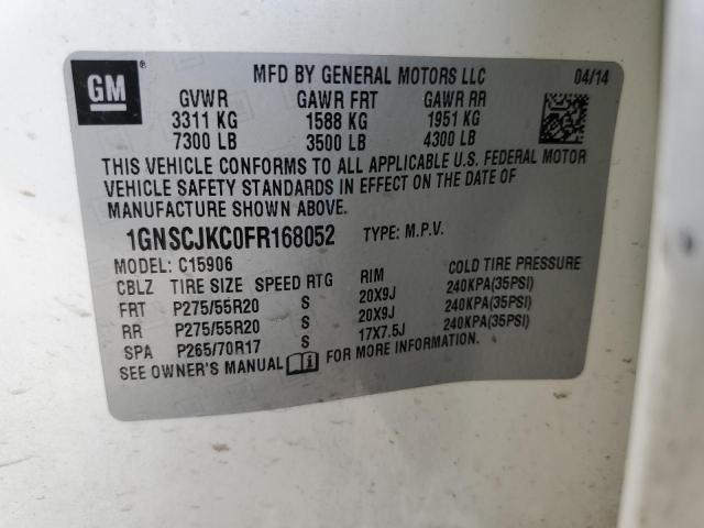 1GNSCJKC0FR168052 Chevrolet Suburban C1500 Lt