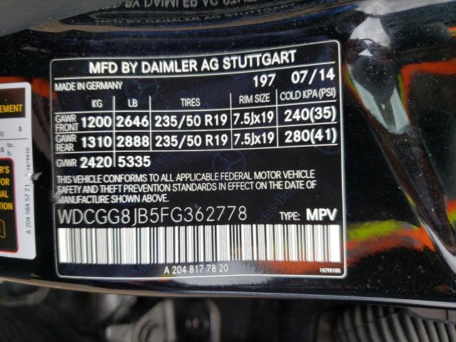 WDCGG8JB5FG362778 Mercedes-Benz Glk 350 4matic