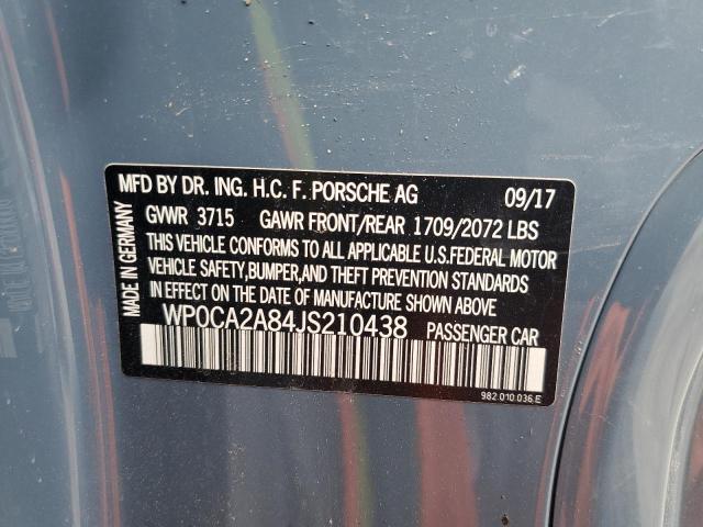 2018 PORSCHE BOXSTER WP0CA2A84JS210438