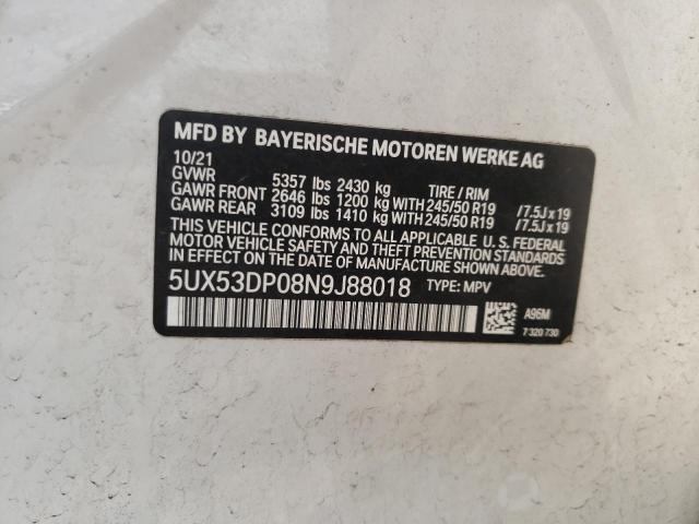 5UX53DP08N9J88018 2022 BMW X3, photo no. 13