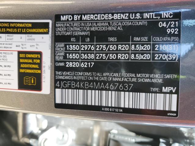 4JGFB4KB4MA467637 Mercedes-Benz Gle 350 4matic