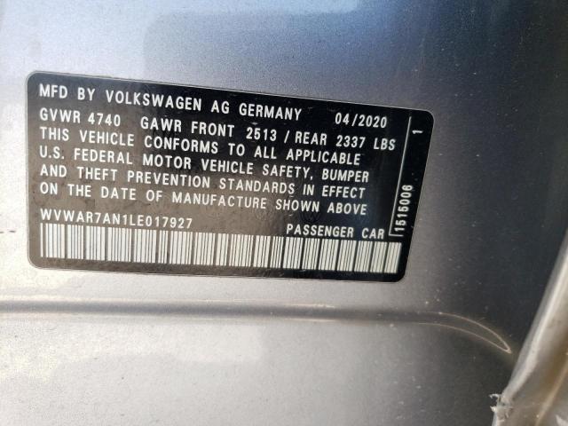 2020 VOLKSWAGEN ARTEON SE WVWAR7AN1LE017927