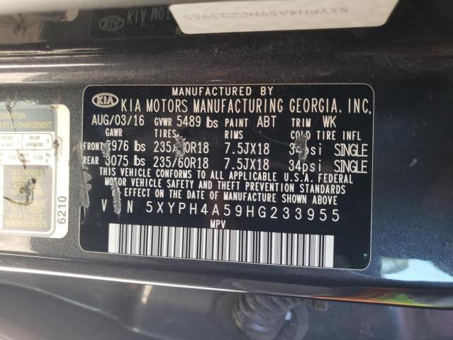 5XYPH4A59HG233955 KIA SORENTO EX