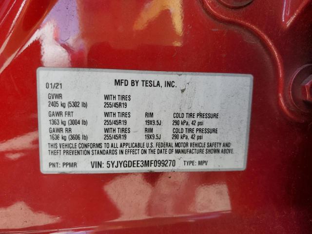 5YJYGDEE3MF099270 Tesla Model Y
