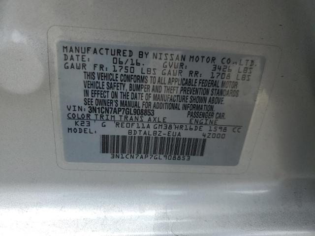 3N1CN7AP7GL908853 Nissan VERSA S