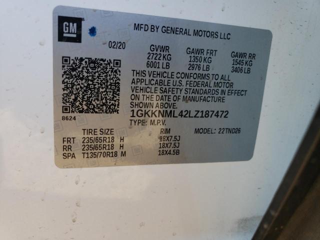 1GKKNML42LZ187472 GMC ACADIA SLT