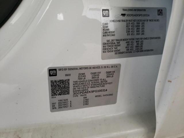 2023 CHEVROLET SILVER1500 3GCPDAEK5PG100314