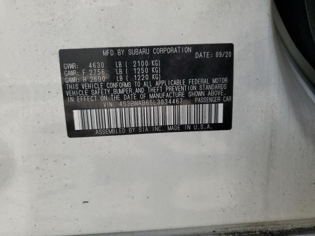 2020 SUBARU LEGACY 4S3BWAB65L3034467