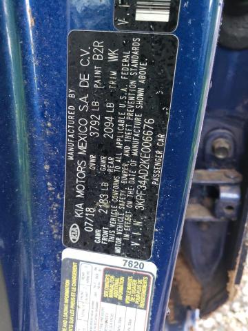 3KPF34AD2KE006676 KIA Forte Gt Line