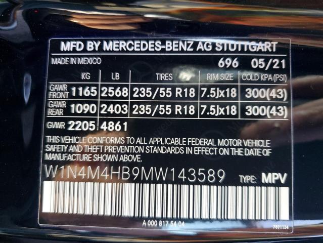W1N4M4HB9MW143589 Mercedes-Benz Glb 250 4matic