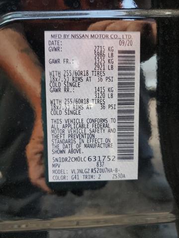 5N1DR2CM0LC631752 Nissan Pathfinder Sl