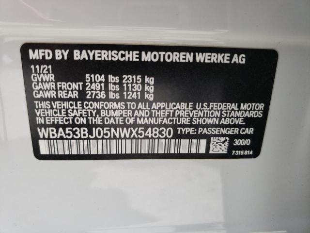 2022 BMW 540 I - WBA53BJ05NWX54830