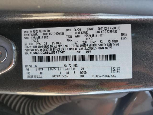 1FMCU9G66LUB73742 Ford ESCAPE SE