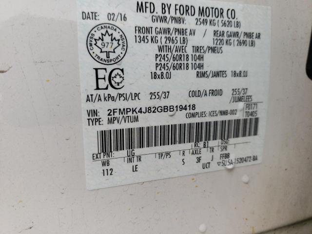 2016 FORD EDGE SEL - 2FMPK4J82GBB19418