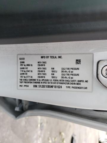 5YJ3E1EB5NF181524 Tesla MODEL 3