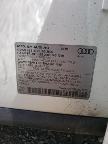 2019 AUDI SQ5 PRESTI WA1C4AFY4K2077010