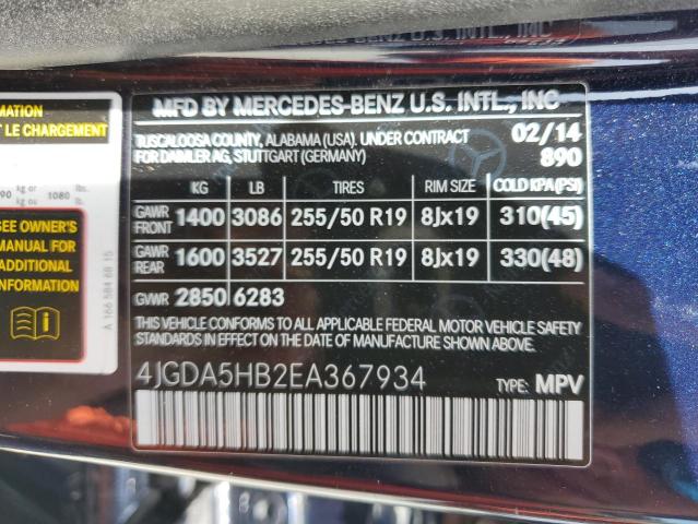 VIN 4JGDA5HB2EA367934 2014 Mercedes-Benz ML-Class, ... no.13