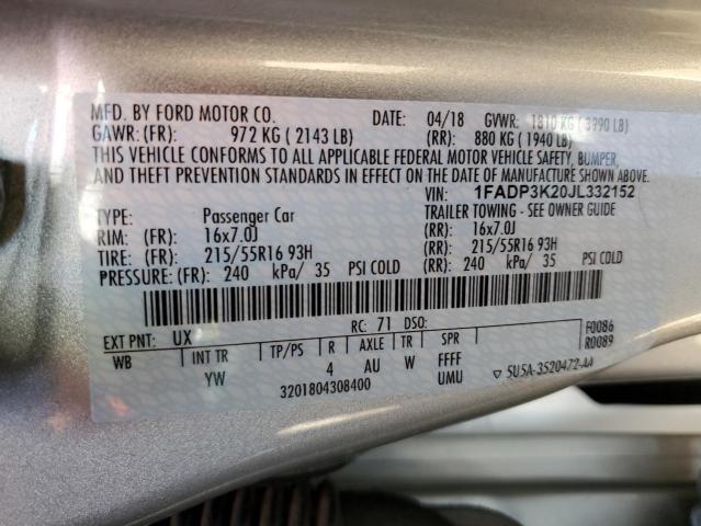 1FADP3K20JL332152 Ford FOCUS SE