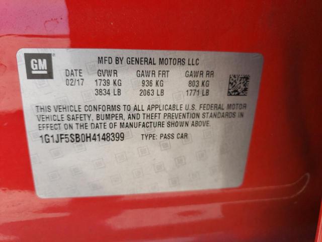 2017 CHEVROLET SONIC PREM - 1G1JF5SB0H4148399