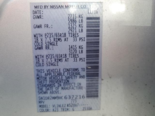 5N1DR2MM9HC637216 Nissan Pathfinder S