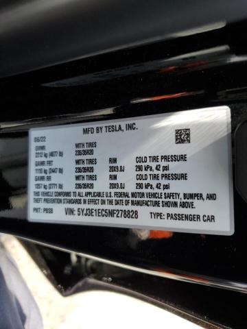 5YJ3E1EC5NF278828 Tesla MODEL 3