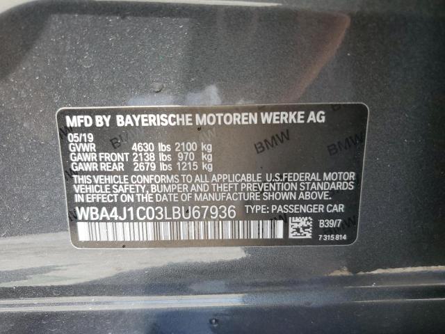 2020 BMW 430I GRAN - WBA4J1C03LBU67936